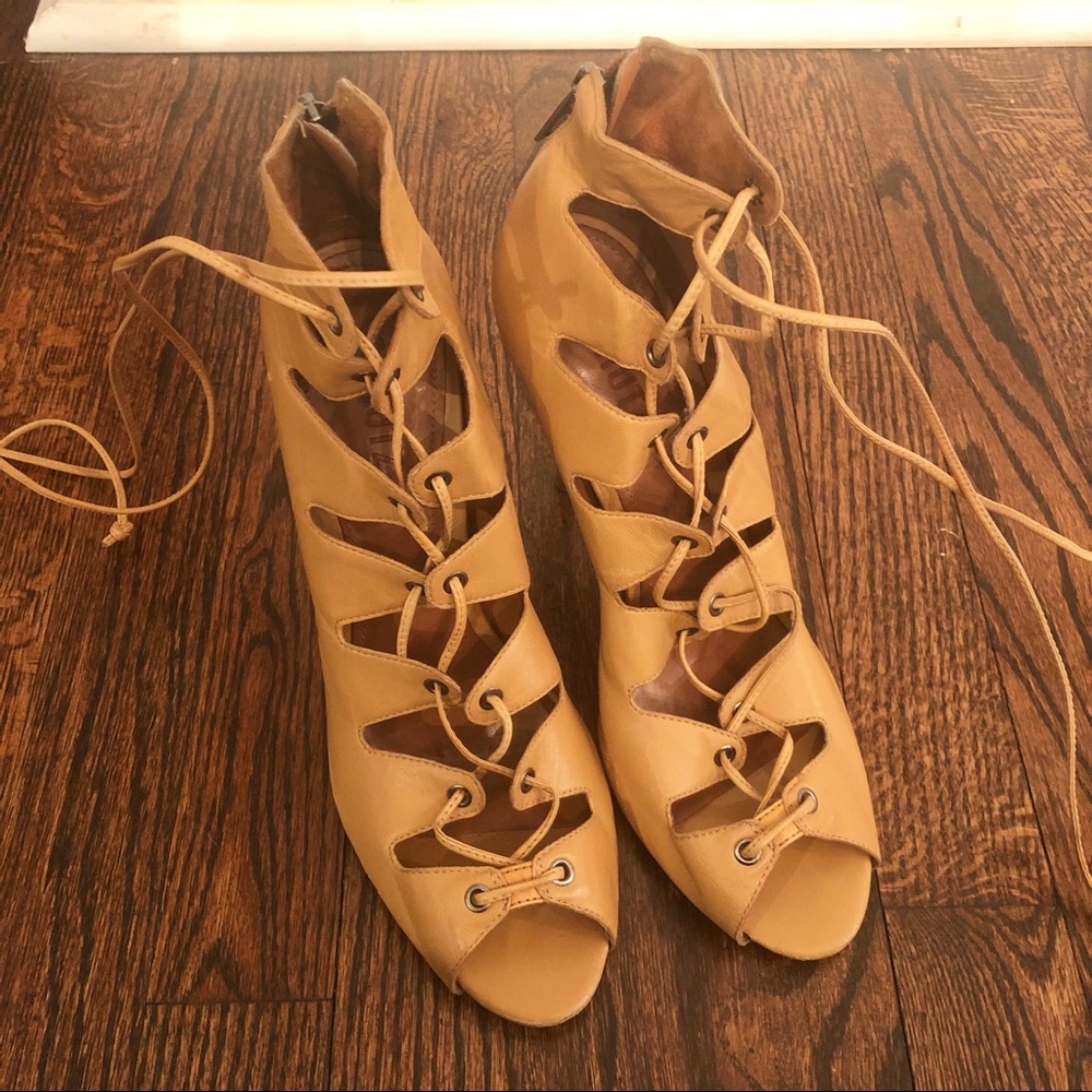 Schutz nude, lace-up sandals